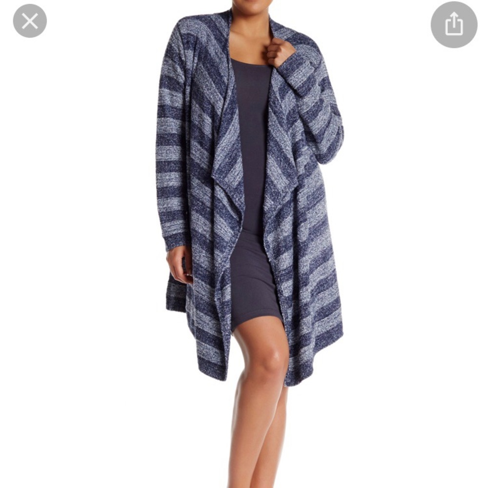 Barefoot Dreams Heathered Stripe Calypso Wrap Sweater Sz L/XL